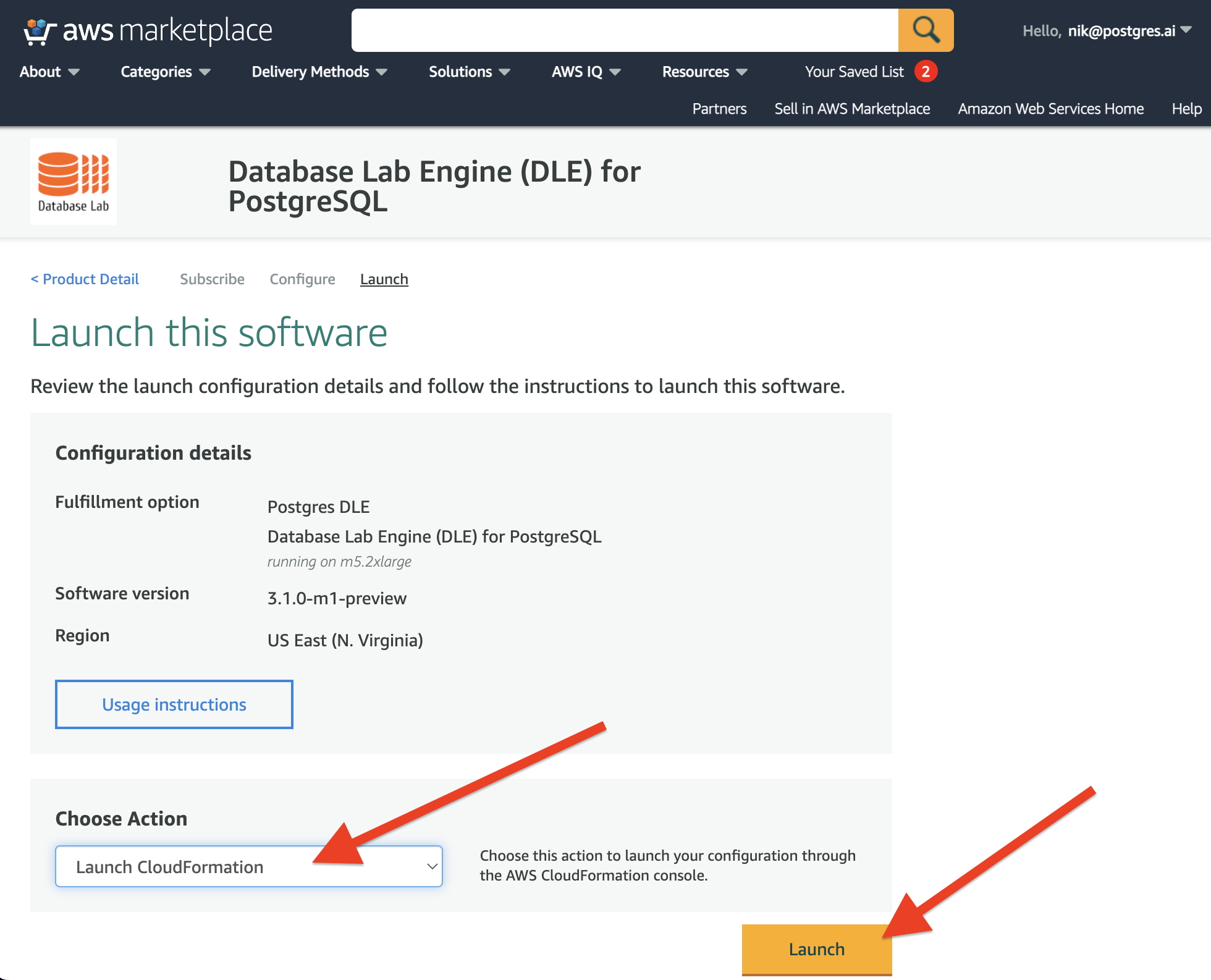 Database Lab Engine in AWS Marketplace: step 4