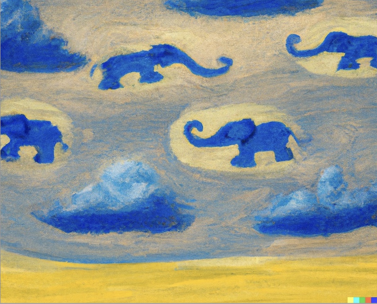 Blue elephants in skies